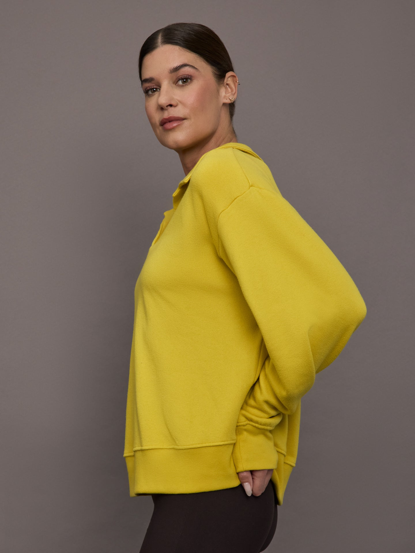 Carbon38 Johnny Collar Sweatshirt in French Terry - Mango Mint