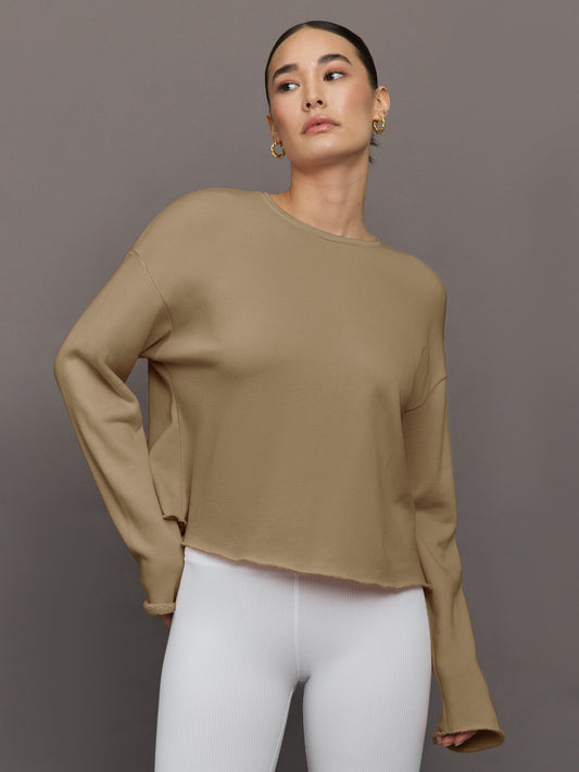 Carbon38 Crew Neck Sweatshirt in French Terry - Chinchilla