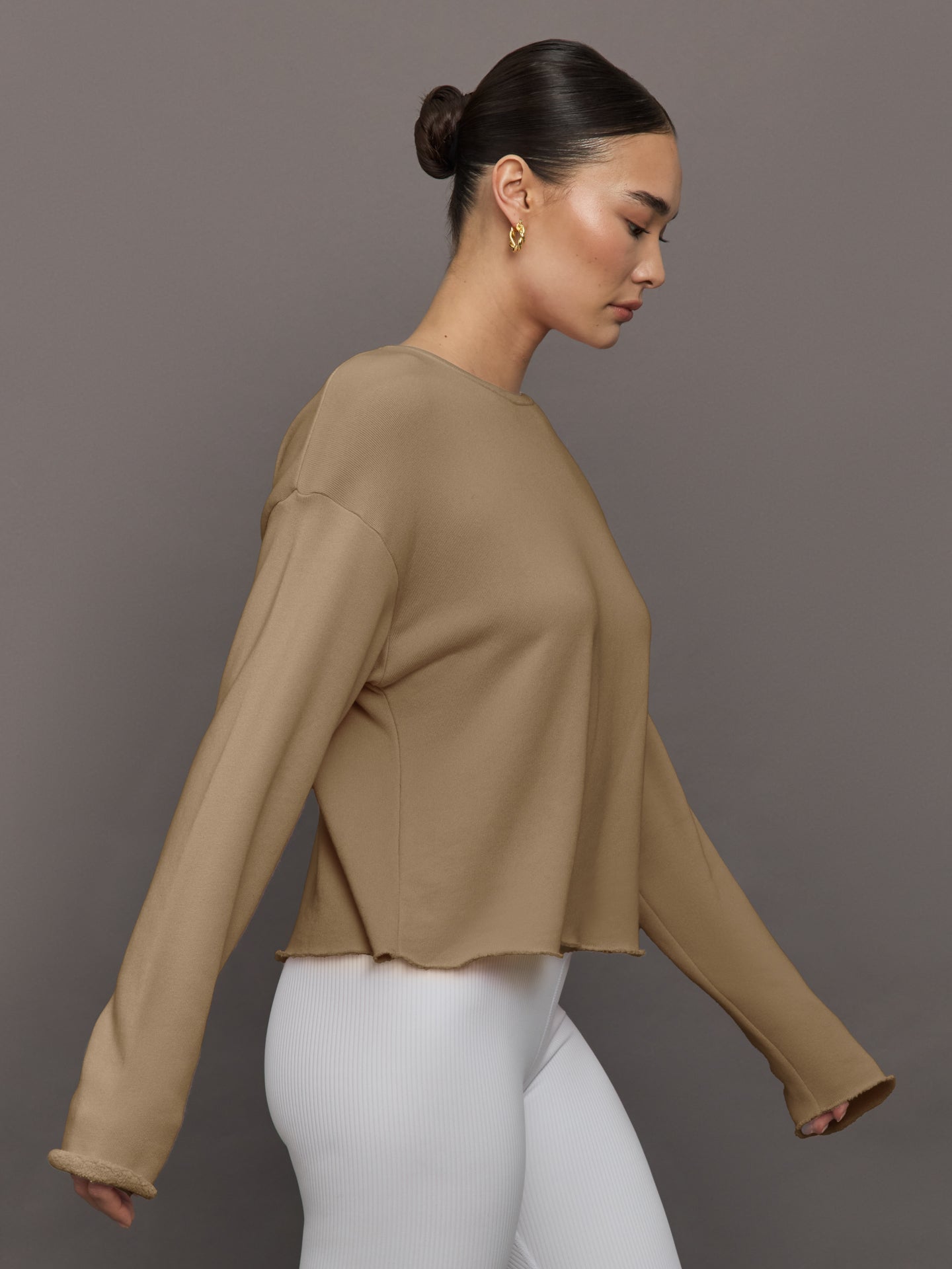Carbon38 Crew Neck Sweatshirt in French Terry - Chinchilla