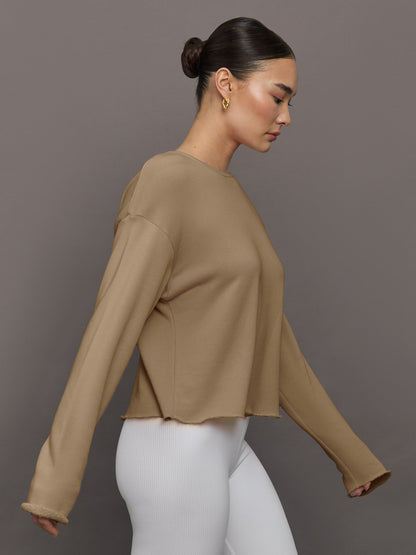Carbon38 Crew Neck Sweatshirt in French Terry - Chinchilla