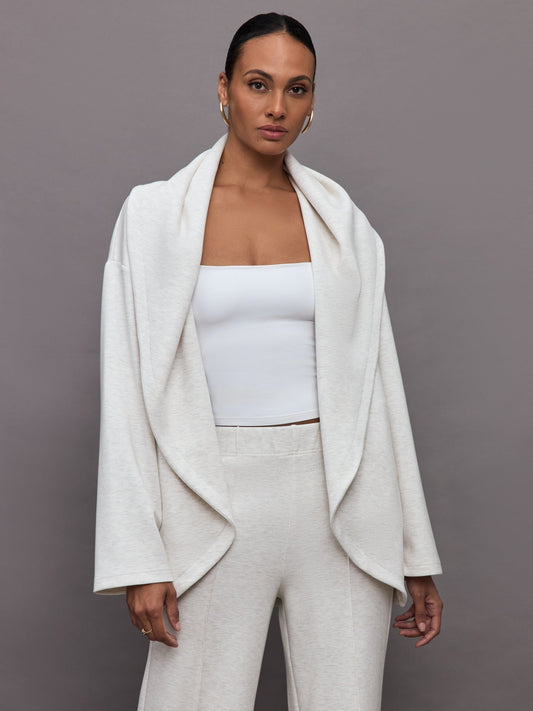 Carbon38 Knit Cocoon Cardigan in Interlock - Moonbeam Heather