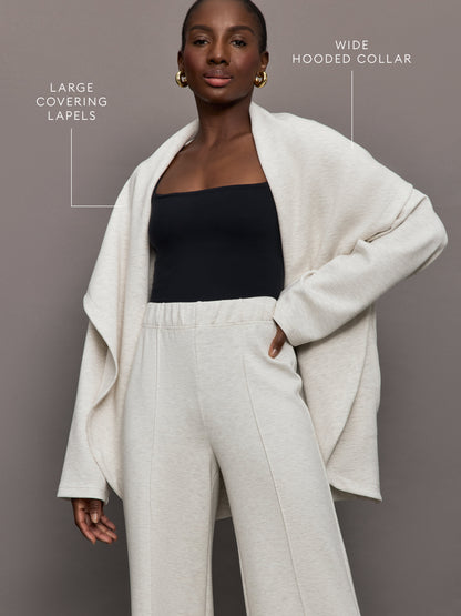 Carbon38 Knit Cocoon Cardigan in Interlock - Moonbeam Heather