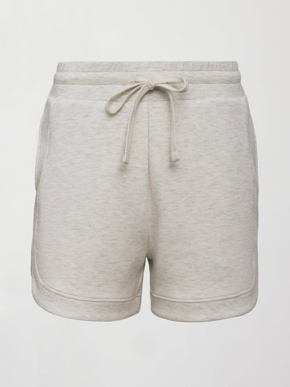 Carbon38 Curved Hem Short in Interlock - Moonbeam Heather