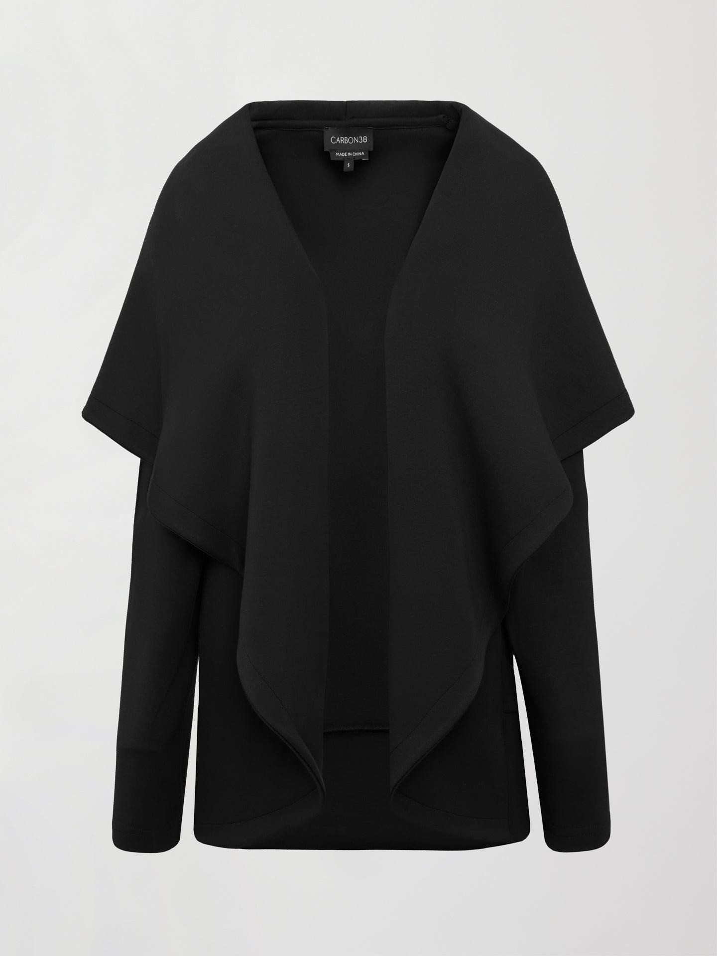Carbon38 Knit Cocoon Cardigan in Interlock - Black