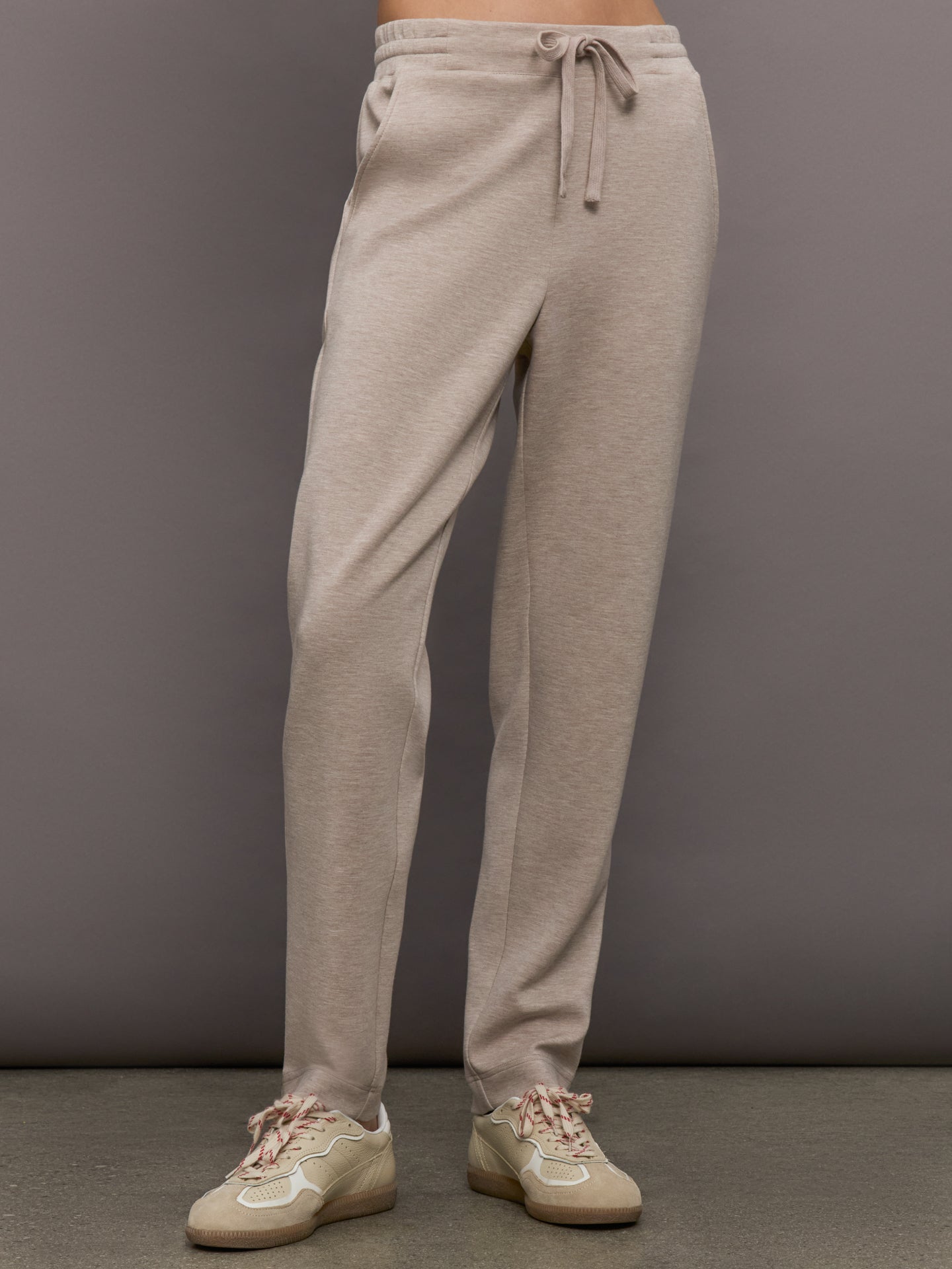 Carbon38 Tapered Leg Jogger in Interlock - Taupe Heather