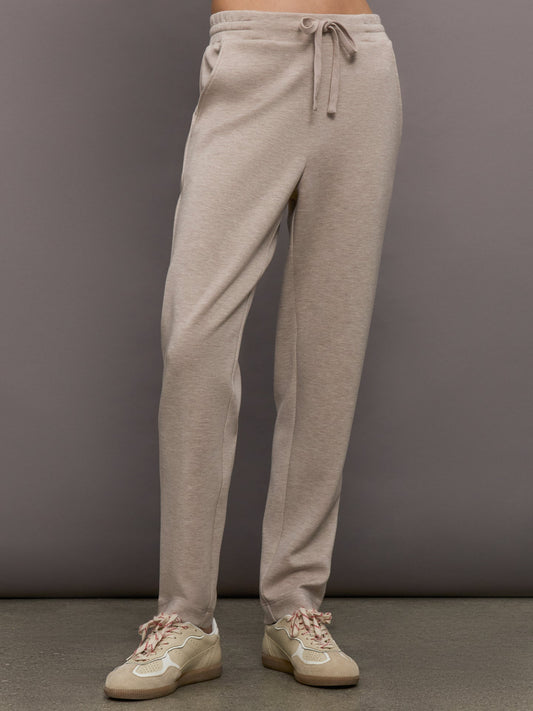 Carbon38 Tapered Leg Jogger in Interlock - Taupe Heather