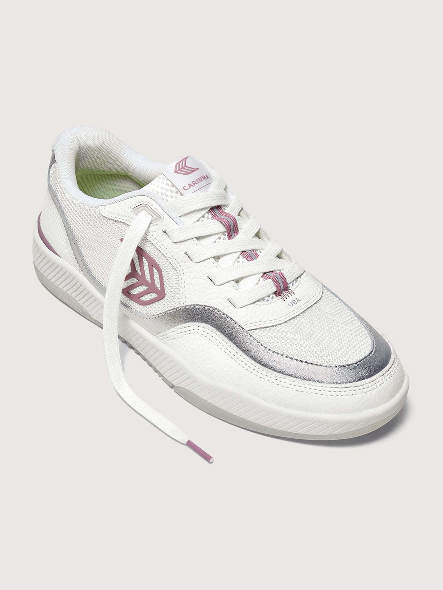 Carbon38 Uba Premium Leather & Mesh - White/ Metallic Silver Blush Pink