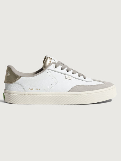 Carbon38 Toca Premium Leather & Suede - White/Off-White Vintage & Metallic Gold