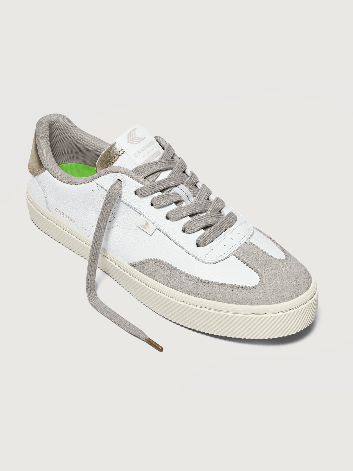 Carbon38 Toca Premium Leather & Suede - White/Off-White Vintage & Metallic Gold