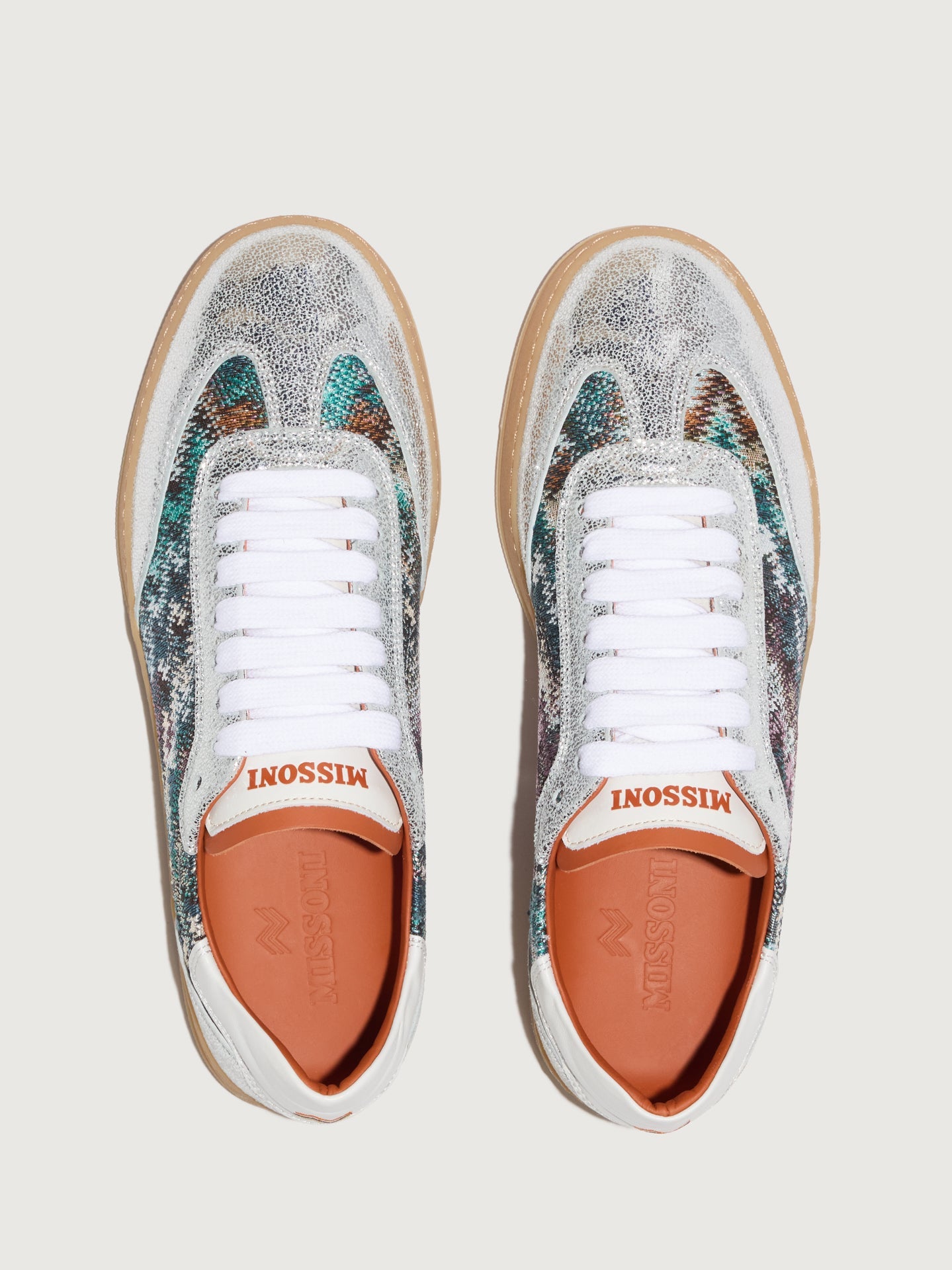 Carbon38 Alice Sneaker - Silver/Fabric Multi Turquoise