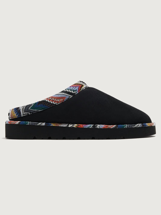 Carbon38 Beth Slide - Suede Flower Multi Blue/Black Suede
