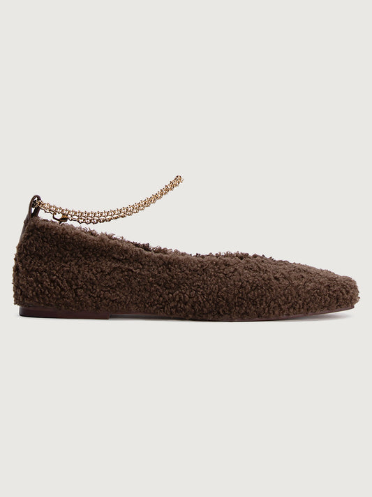 Carbon38 Augusta Teddy Ballet Flat - Chocolate