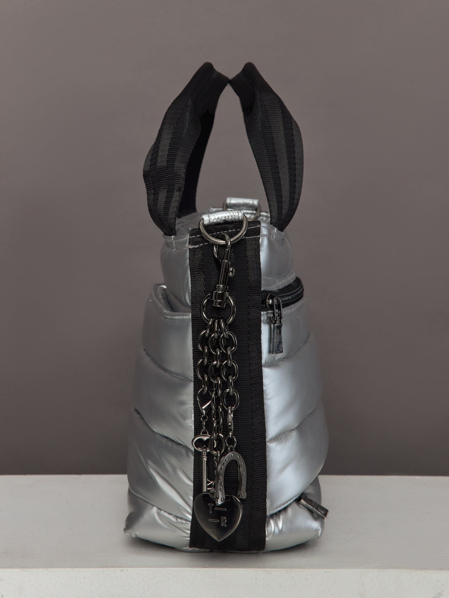 Carbon38 Escapade Tote - Pearl Silver and Houndstooth/ Black/Black Web