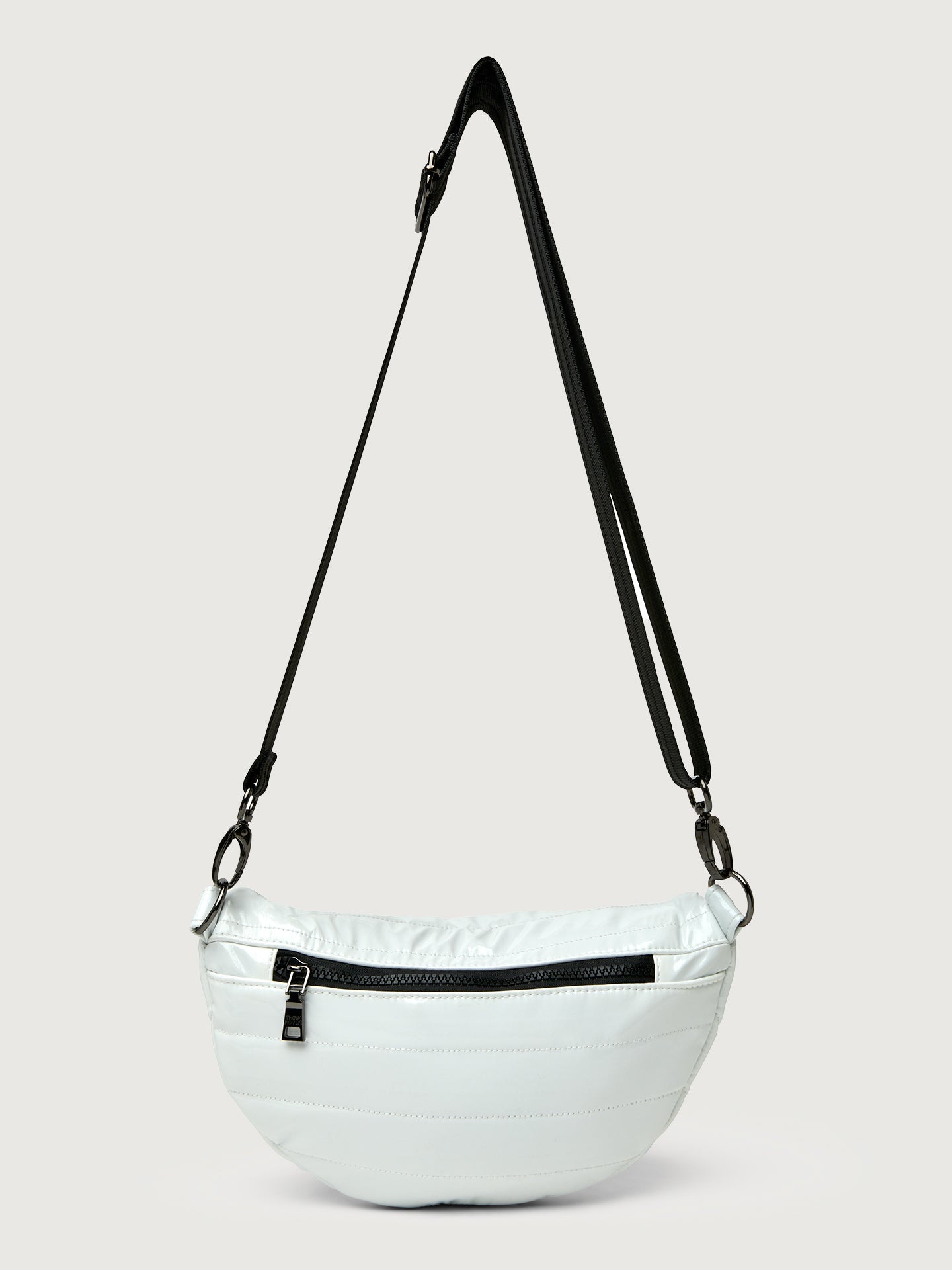 Carbon38 Little Runaway - White Patent/Black Hardware