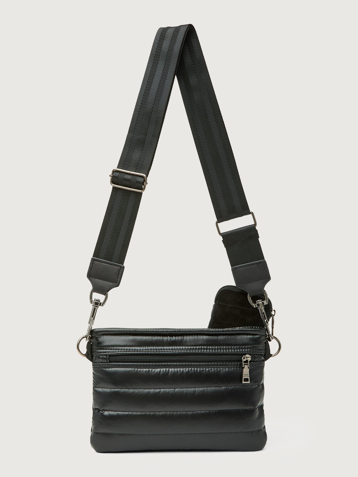 Carbon38 Downtown Crossbody - Black Suede & Pearl Black/Black Web Gunmetal Hard