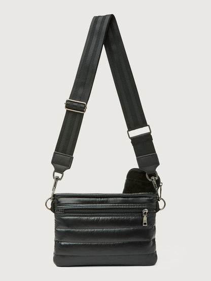 Carbon38 Downtown Crossbody - Black Suede & Pearl Black/Black Web Gunmetal Hard