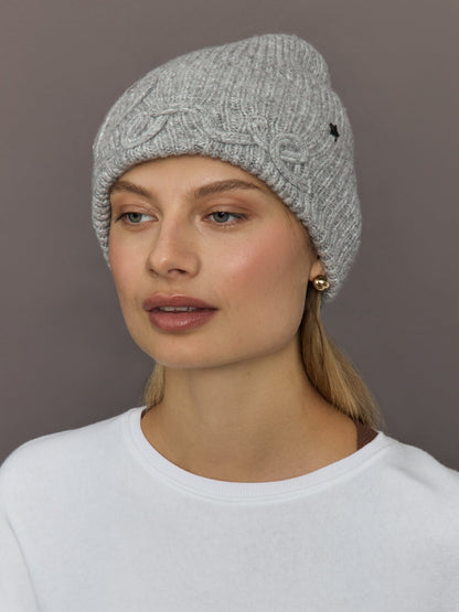 Carbon38 Love Embroidered Knit Hat - Light Grey