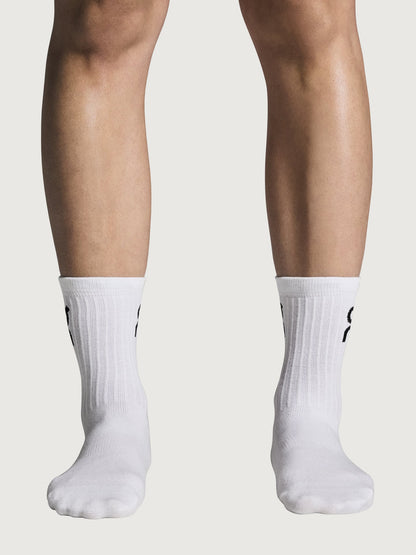 Carbon38 Logo Sock High 3 Pack - White