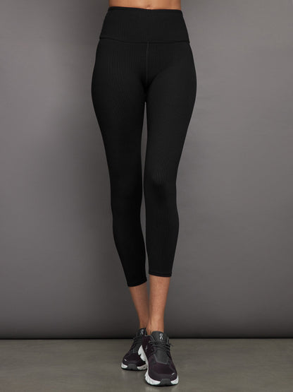 Carbon38 Ribbed 7/8 Legging - Black
