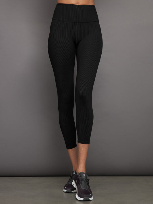 Carbon38 Ribbed 7/8 Legging - Black