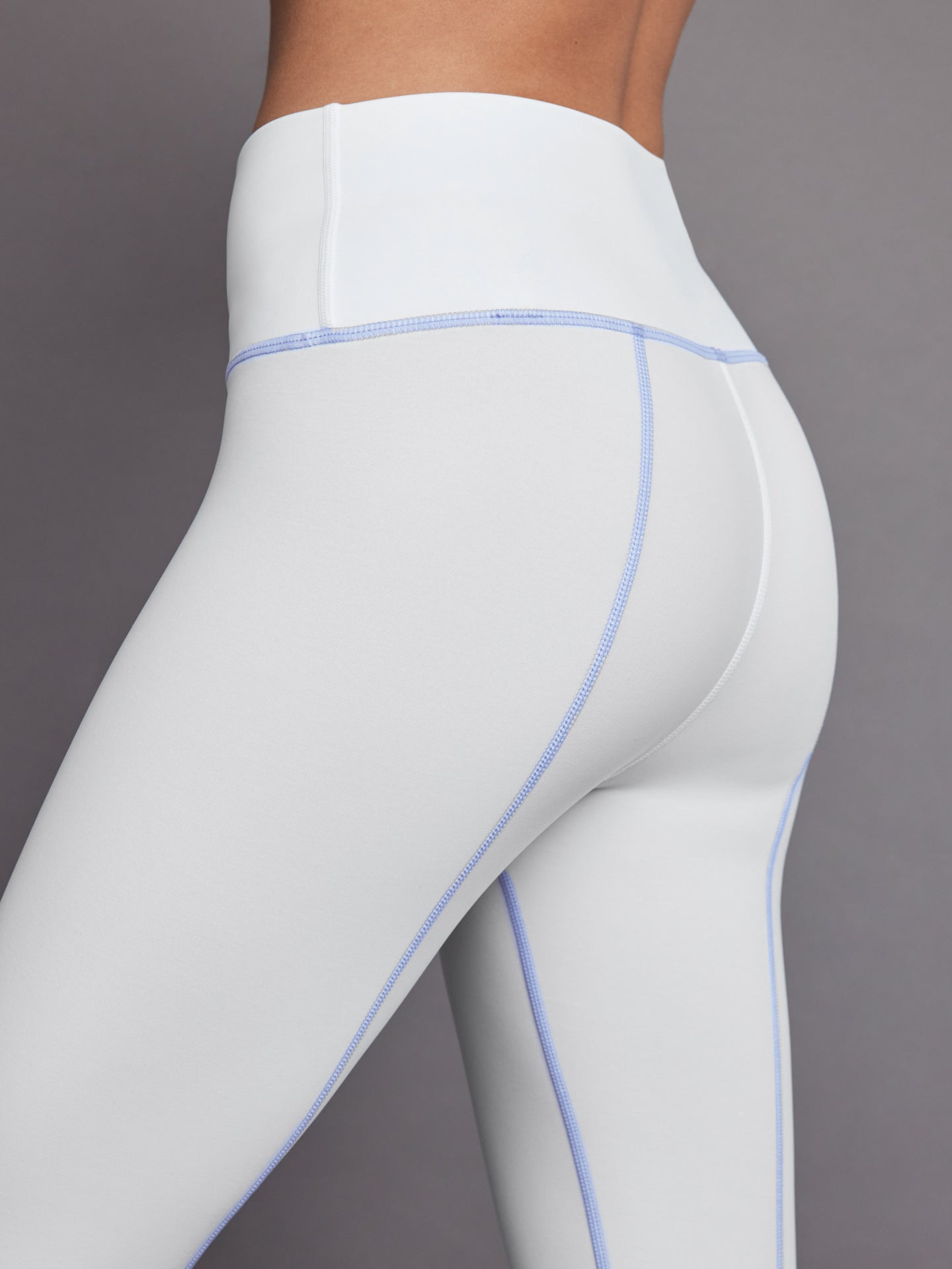 Carbon38 High Rise Fleece Back Seam Legging - White