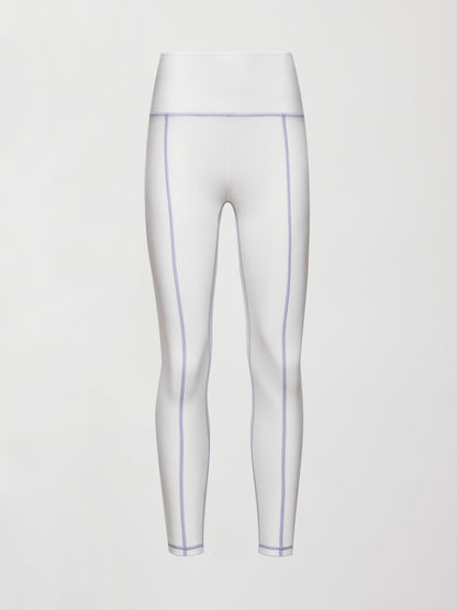 Carbon38 High Rise Fleece Back Seam Legging - White