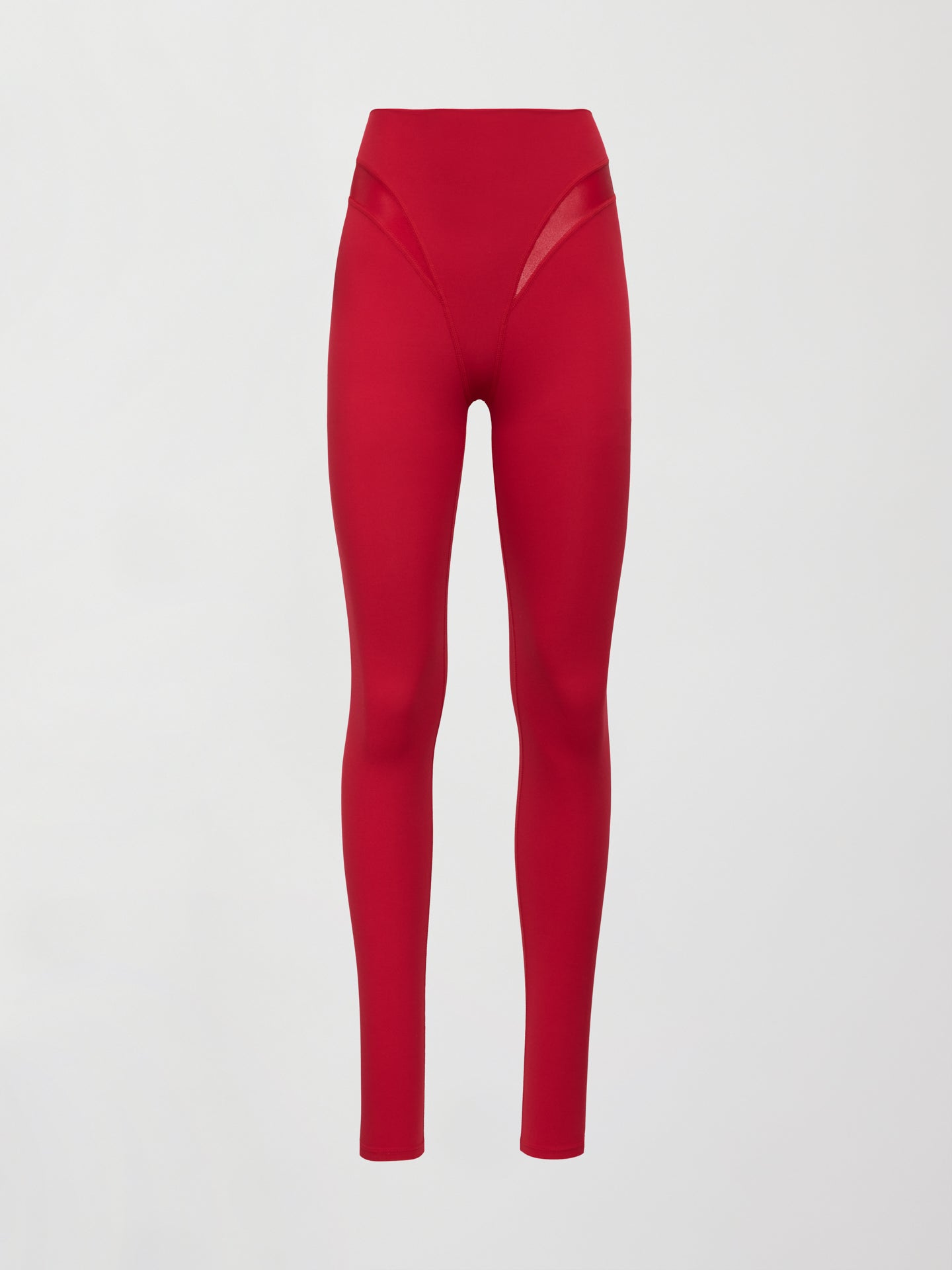 Carbon38 Spliced Colorblock Shine Legging in Melt - Crimson Red