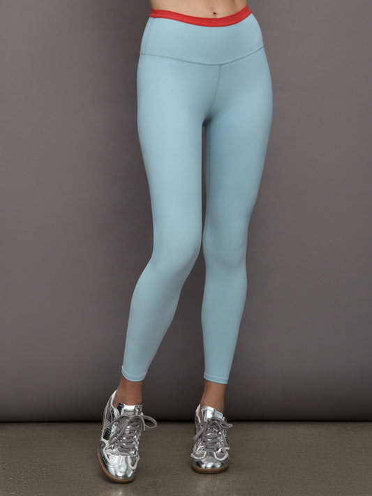 Carbon38 Contrast Waistband Legging in Melt - Sky Blue/ BitterSweet
