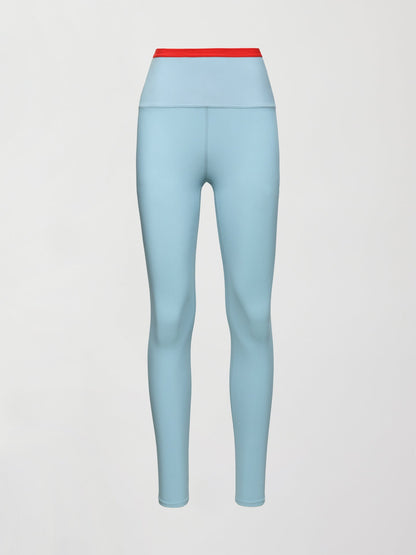 Carbon38 Contrast Waistband Legging in Melt - Sky Blue/ BitterSweet
