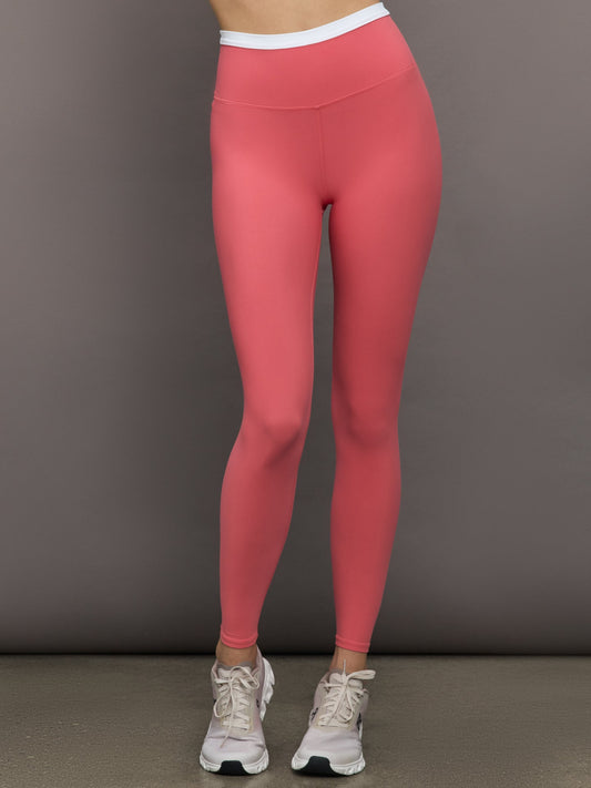 Carbon38 Contrast Waistband Legging in Melt - Rosewood / White