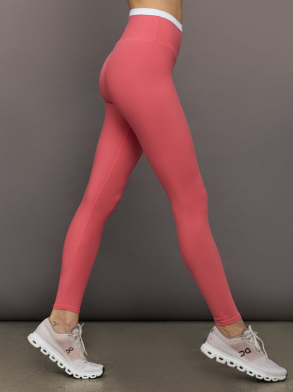 Carbon38 Contrast Waistband Legging in Melt - Rosewood / White