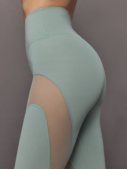 Carbon38 Sheer Spliced Legging in Melt - Sage