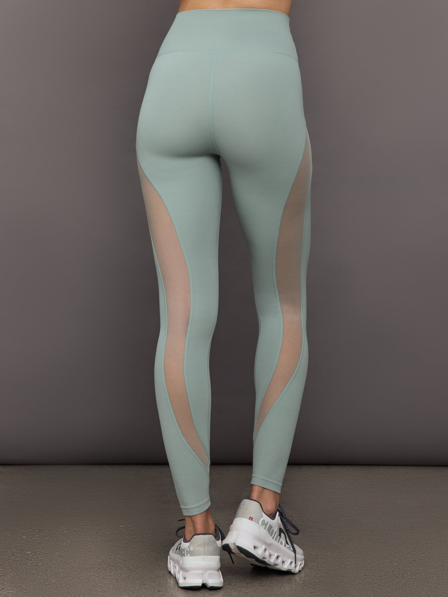 Carbon38 Sheer Spliced Legging in Melt - Sage