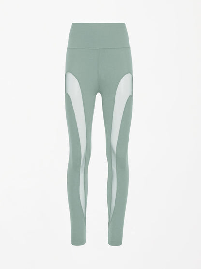 Carbon38 Sheer Spliced Legging in Melt - Sage