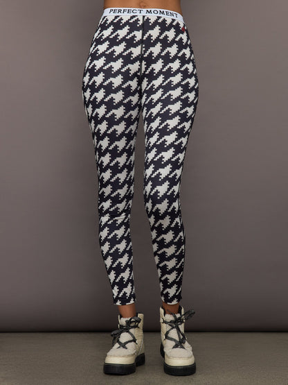 Carbon38 Printed Base Layer Leggings - B&W Houndstooth
