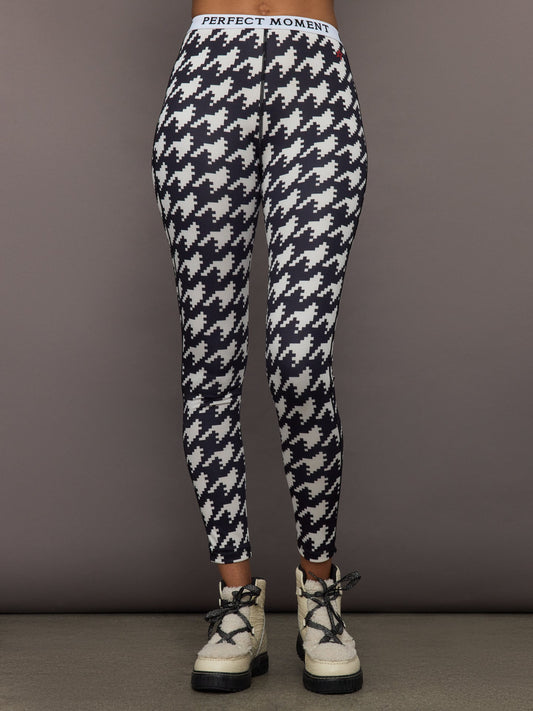 Carbon38 Printed Base Layer Leggings - B&W Houndstooth