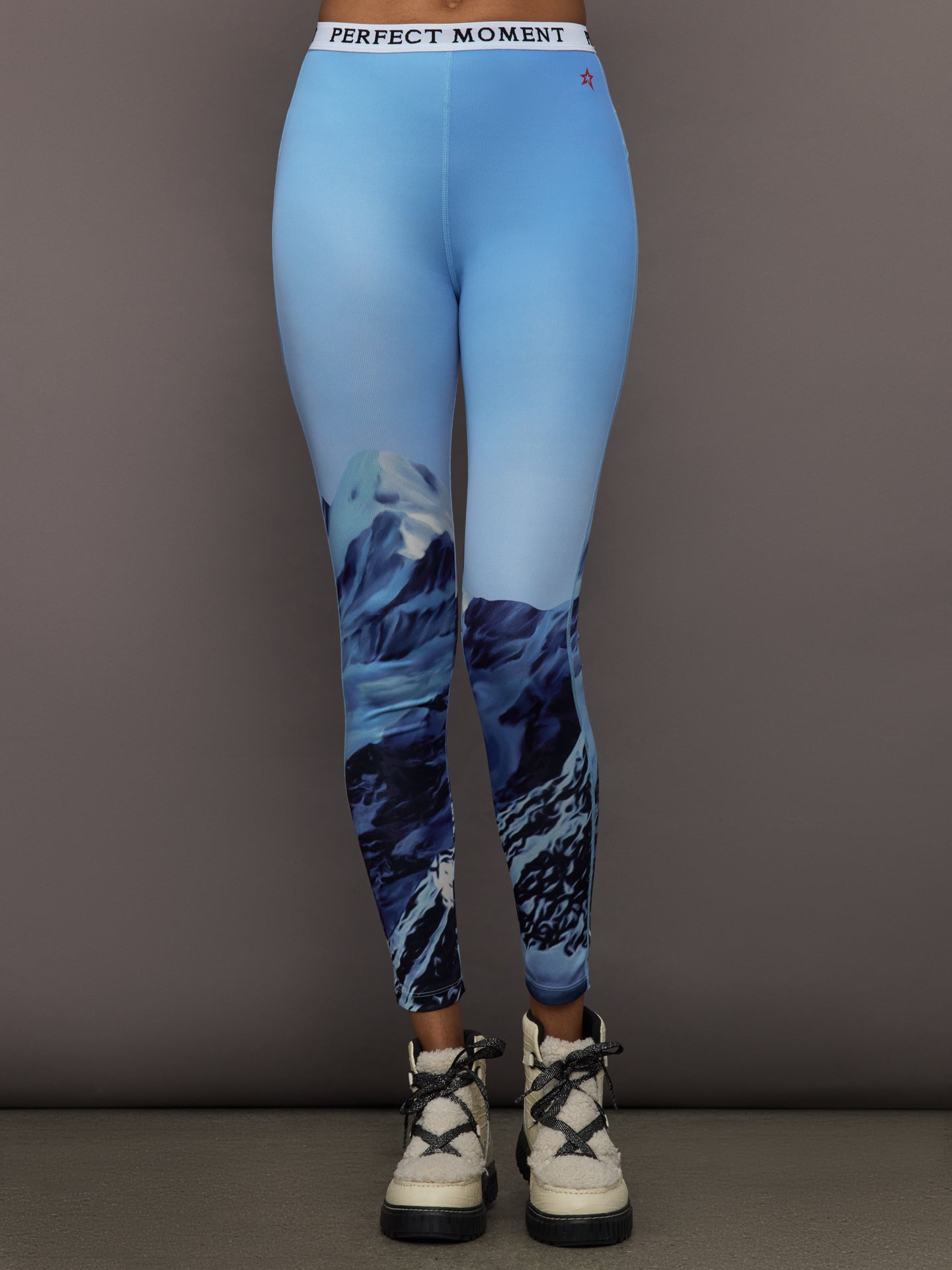 Carbon38 Printed Base Layer Leggings - Ski Lift Blue