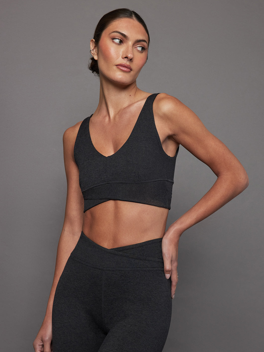 Carbon38 Wrap Bra in Heather Melt - Charcoal Heather