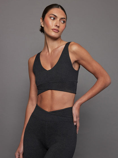 Carbon38 Wrap Bra in Heather Melt - Charcoal Heather