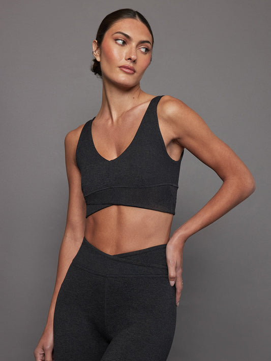 Carbon38 Wrap Bra in Heather Melt - Charcoal Heather