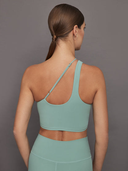 Carbon38 One Shoulder Convertible Bra Top in Melt - Granite Green