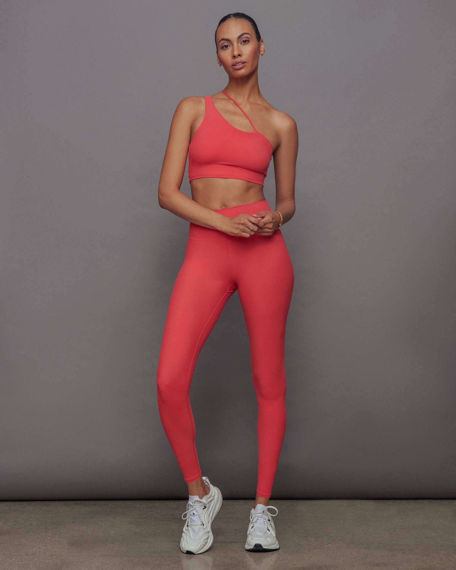 Carbon38 One Shoulder Convertible Bra Top in Melt - Tomato
