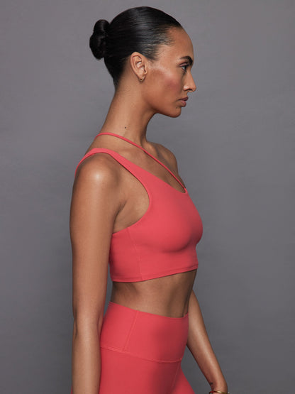 Carbon38 One Shoulder Convertible Bra Top in Melt - Tomato