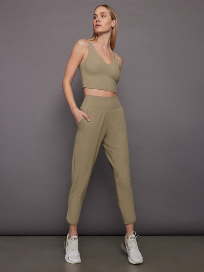 Carbon38 V-Neck Longline Bra - Silversage