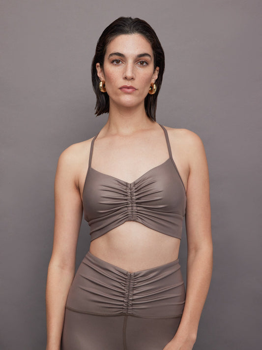 Carbon38 Palma Gloss Longline Bra - Bronzed Pewter