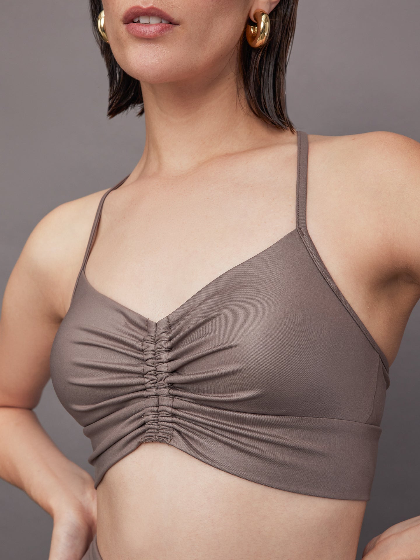 Carbon38 Palma Gloss Longline Bra - Bronzed Pewter
