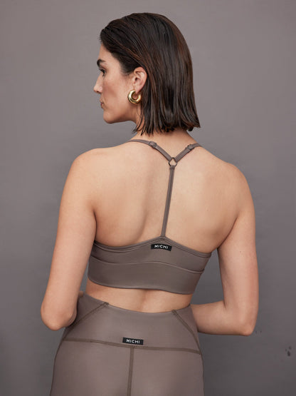 Carbon38 Palma Gloss Longline Bra - Bronzed Pewter