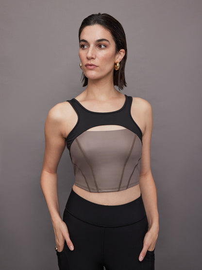 Carbon38 Fusion Gloss Bustier - Bronzed Pewter/ Black