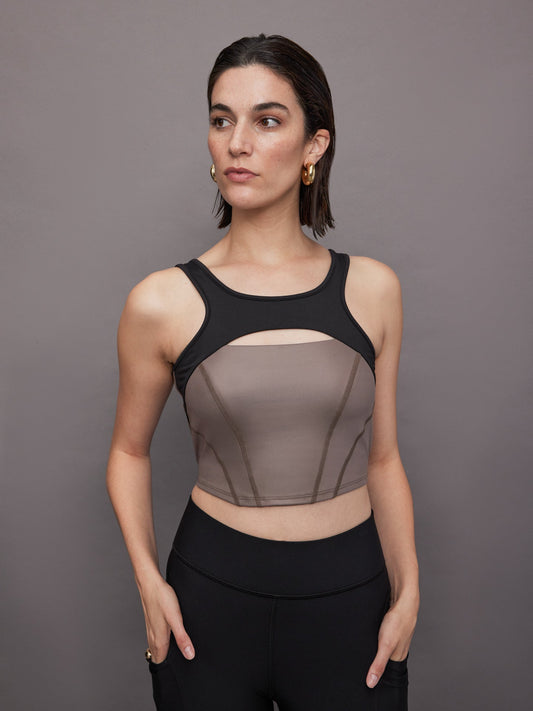 Carbon38 Fusion Gloss Bustier - Bronzed Pewter/ Black
