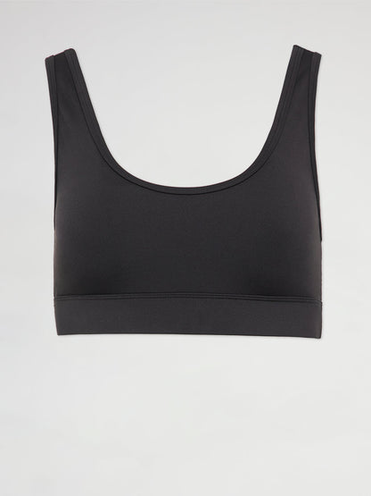 Carbon38 Cut Out Scoop Bra in Diamond Compression - Black